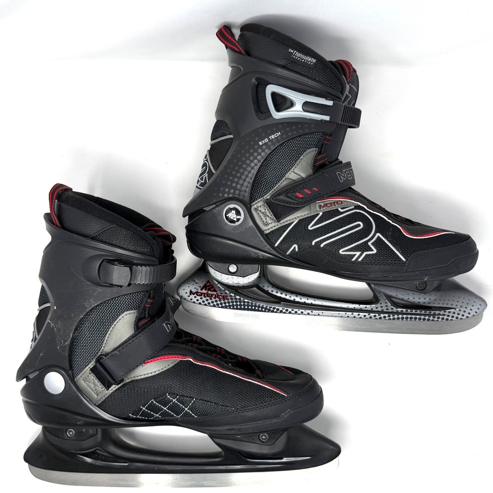 K2 Moto Ice F.I.T. Mens Ice Skates Black Red US 11.5 EU 45 Thinsulate Exo Tech